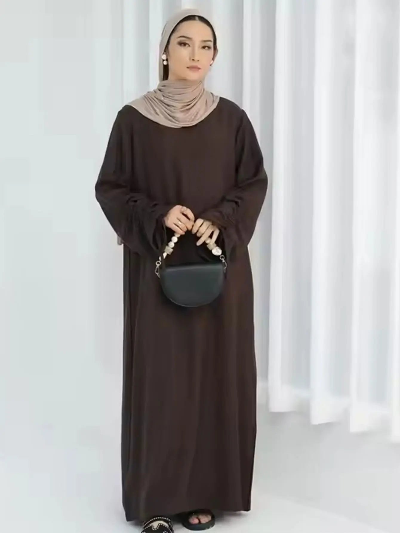 Eid Islamic Modest Dress for Women Abaya Lace-up Sleeve Morocco Casual Ramadan Vestidos Prayer Kaftan Dubai Muslim Long Robe