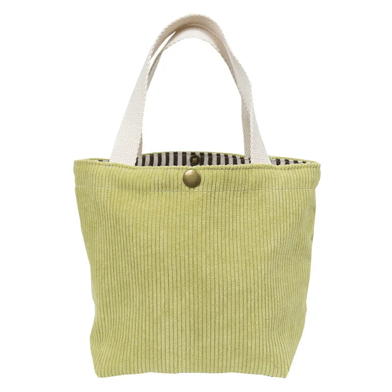 Lunch Bag Corduroy Canvas Lunch Box Drawstring Picnic Tote Eco Cotton Cloth Small Handbag Dinner Container Food Storage Bags