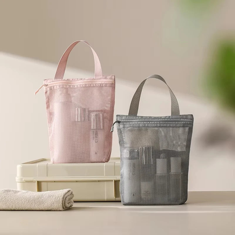 Mesh Makeup Toiletry Storage Bags Handbags Portable Travel Washing Body Shower Tools Organizer Hanging Cosmetic Organizer Pouch
