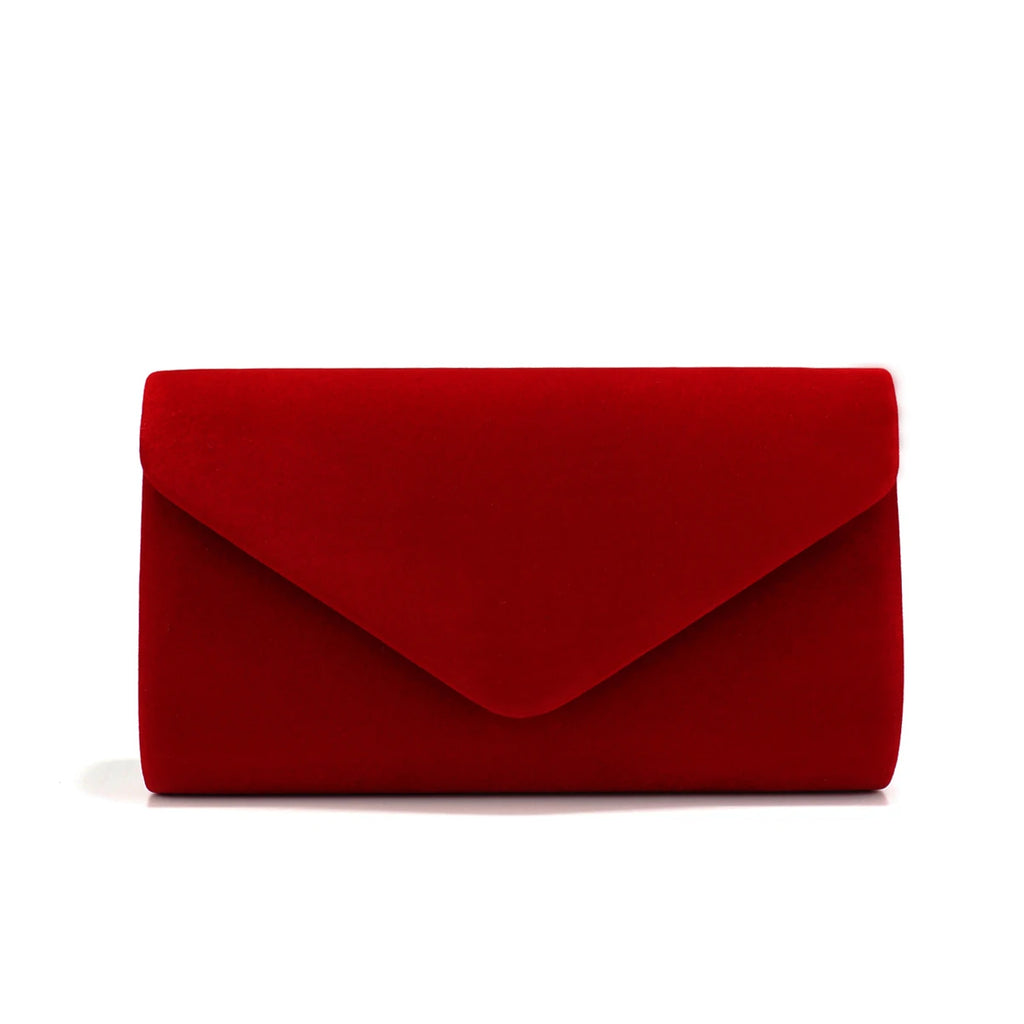 Red Color Women Evening Bags Cover Envelope Design Pary Wedding Girl Handbags With Chan Shoulder Clutch Velvet Fashion Purse