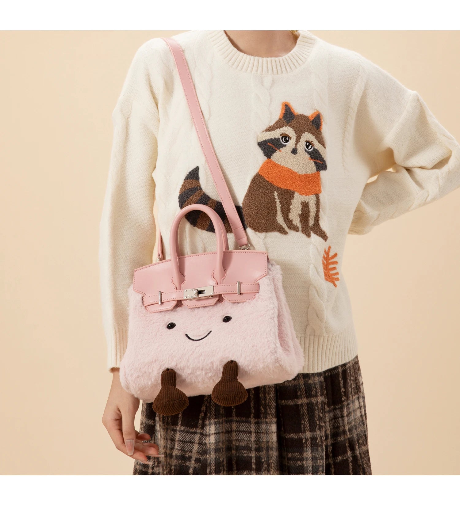 Cute Plu Crossbody Bag Women's Faionable Cartoon Handbag  Handbag Removable oulder Strap PU Leather Briti Sle