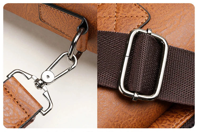 Luxury Brand Man Business Briefcase Bag PU Leather Messenger Shoulder Bag Men Office Lunch Bags For Laptop A4 File Male Handbags