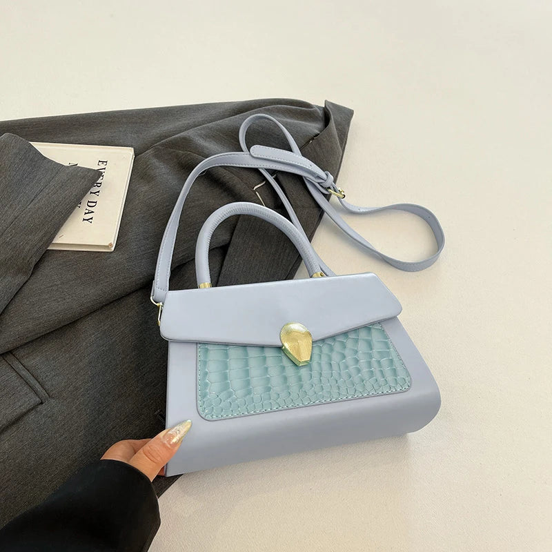 Luxury Black Handbag Classic Women Bag 2024 New Designer Shoulder Bag High Quality Solid Pu Leather Crossbody Small Square Bag