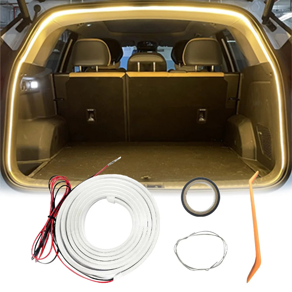LED Car Trunk Light Strip 2/4M No Drilling Dynamic Flowing Light Strip Car Trunk Ambient Lighting Strip for Truck Trunk Decor