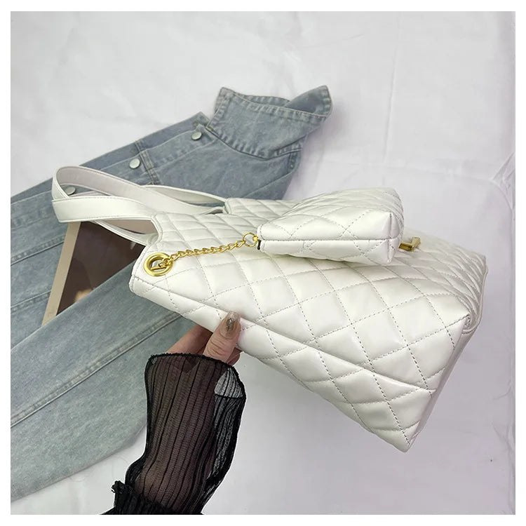2025 New Women's Tote Bag Diamond Quilted Mother Daughter Purse, Retro Handheld Shoulder Bag, Spacious & Stylish, Casual/Office
