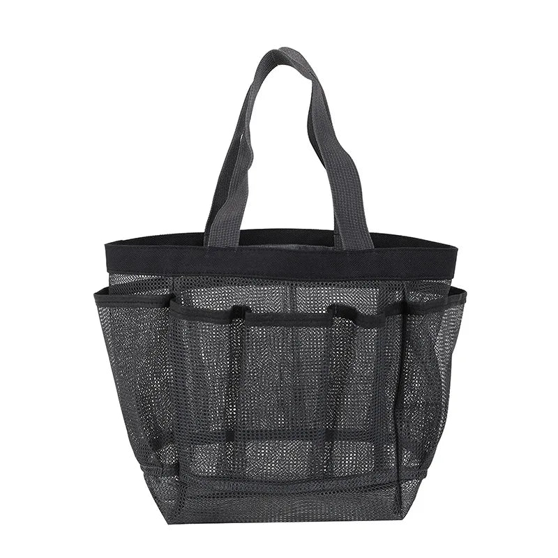 Mesh Beach Bags Tote Bag with 8 Pockets Waterproof Lightweight Foldable Tote Bag Oversized Pool Bag