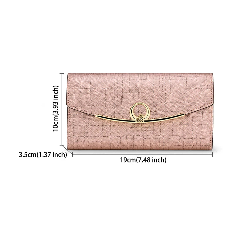 Luxury Designer Women's Long Leather Wallet High Quality Large Capacity Purses for Women Multifunctional Simple Elegant Handbag