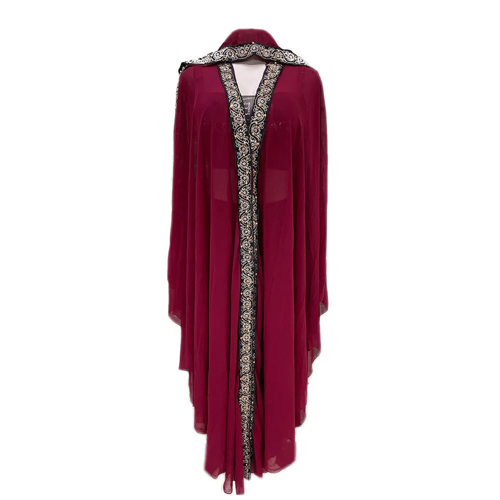 Abaya Morocco Kaftan Dubai Hooded Maxi Dress Bat Sleeve Farasha Kaftan Muslim Women African Open Kimono Boubou Evening Long Gown