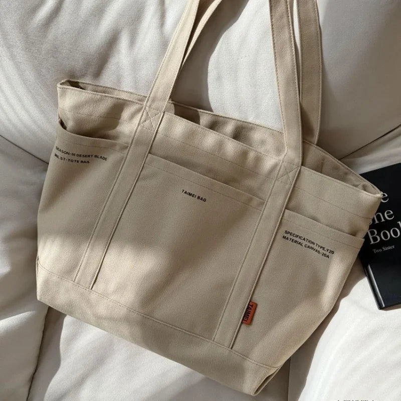 Women's Bag Versatile Multiple Pockets Shoulder Bags For Women Casual Large Capacity Canvas Tote Bag Daily Commuting Handbags