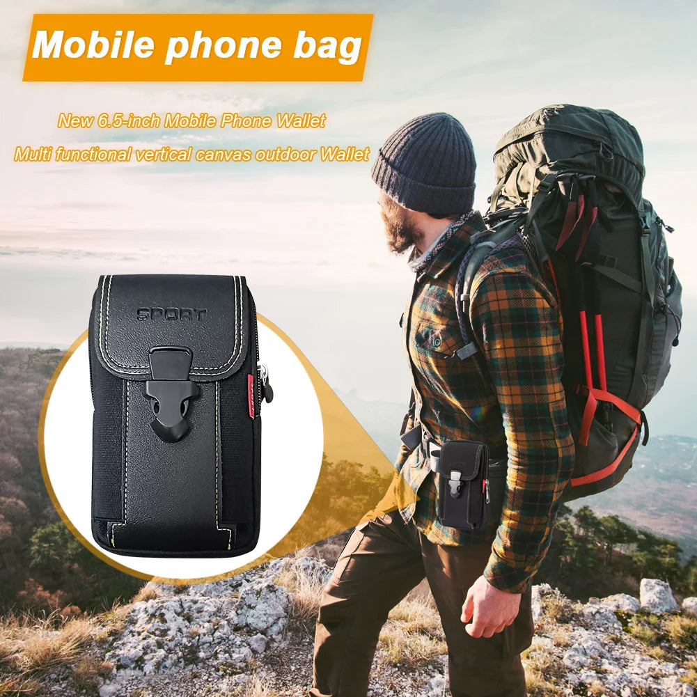 Canvas Waist Pocket Male Outdoor Fanny Bum Bag Purse Business Mobile Phone Pouch Running Pouch Travel Camping Bags