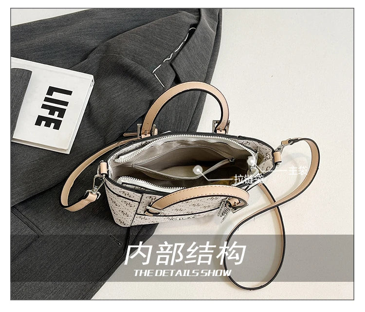 Chic Leather Crossbody Bag For Women Luxury Brand Shoulder Handbag Ladies Purse With Engraved Buckle