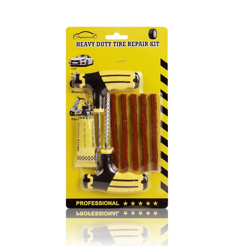 Car Tire Repair Tool Kit Rubber Tubeless Tyre Puncture Repair Kit Studding Tool Glue for Bike Motorcycle Tires Repair Set