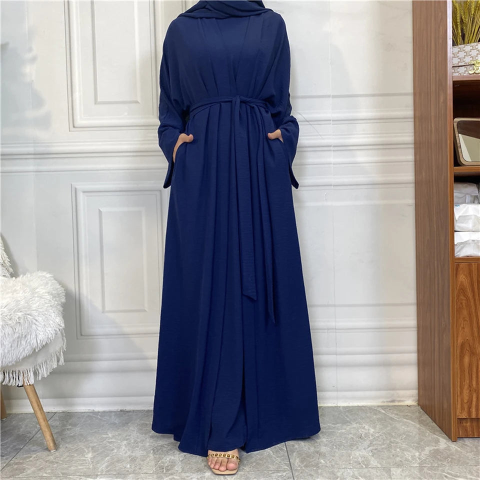 Abaya Women Muslim Long Dresses African Open Kaftan Dubai Turkey 2 Piece Set Luxury Islam Morocco Clothing Caftan Fashion Modest