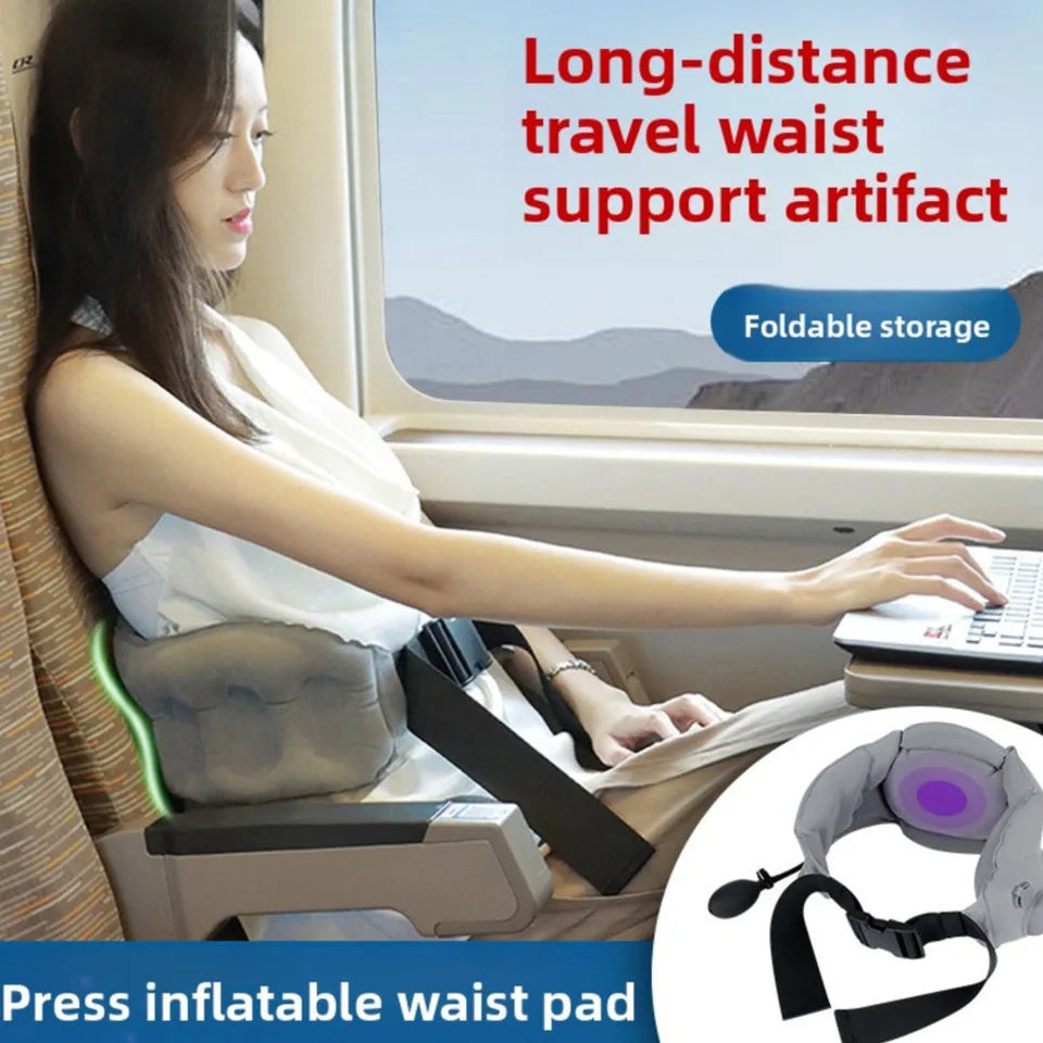 Lumbar Support For Cars High-speed Rail Airplanes Travel Lower Back Pain Relief Seat Pillow Waist Cushion Inflatable Backrest
