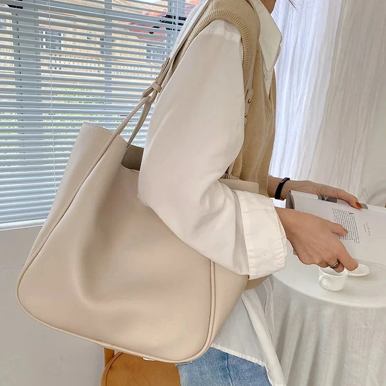 Luxury Tote Bag for Woman 2024 Trend Large Capacity Female Shoulder Bag High Quality Leather Simple Designer Woman Handbag