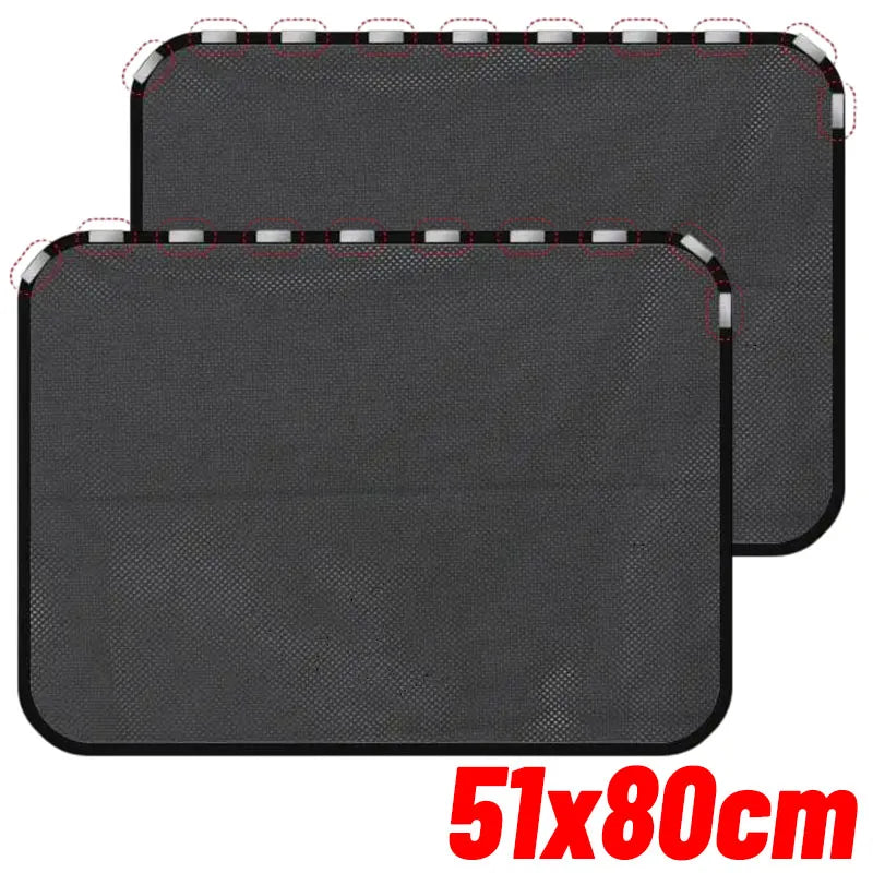 Magnetic Car Sunshade Universal Foldable Unobstructed View Nylon Mesh Curtain with Strong Magnets UV Protection Window Sunshades