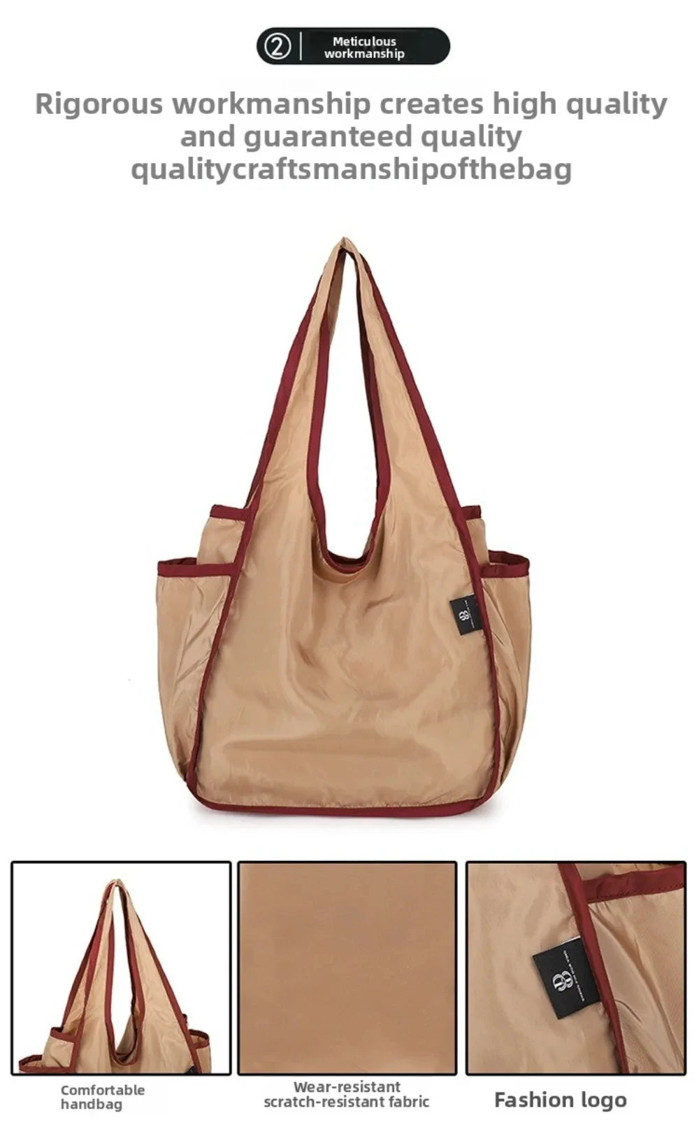 Large Capacity Lady Tote Bag Foldable Thickening Shopping Bag Lightweight Handbag Double-layer Shoulder Bag for Women