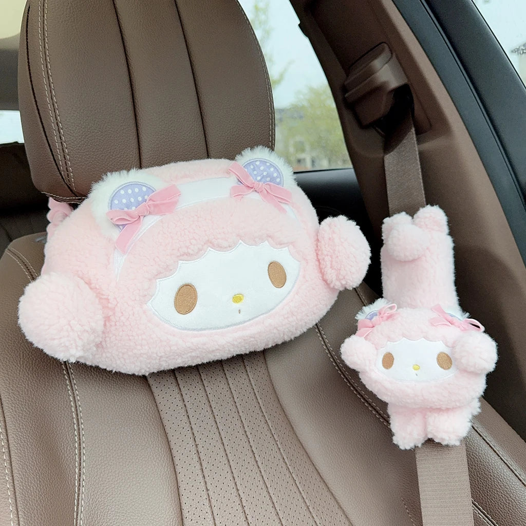 Sanrio My Melody Headrests Car Neck Pillows My Sweet Piano Pillows Car Interior Pillows Driving Neck Pillows Seat Waist Pillows
