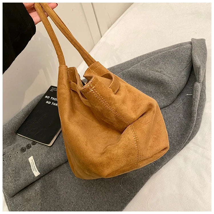 Large Nubuck Leather Tote Bags Ladies Shoulder Bag for Women Autumn Winter New Korean Fashion Y2K Retro Handbags and Purses