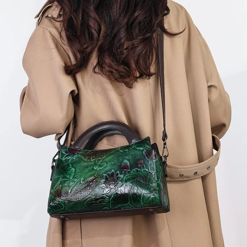 Luxury Designer Handbag Women One Shoulder Bag Retro Goldfish Diagonal Cross Bag High-quality Office Handbag New Crossbody Purse