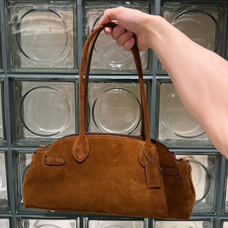 Luxury Women's Bag Lazy Matte Suede Tote Suede Boston Shoulder Bag Large Capacity Commuter Long-handle Handbag Underarm Shopper