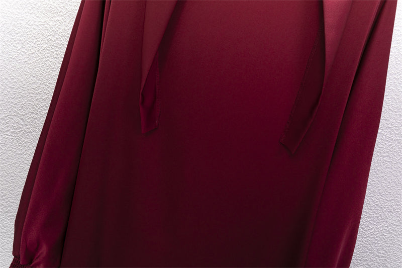 Muslim Abaya Women Jilbab Islamic Clothing Dubai Saudi Black Robe Turkish Modesty One-piece Prayer Dress Hooded Smocking Sleeve