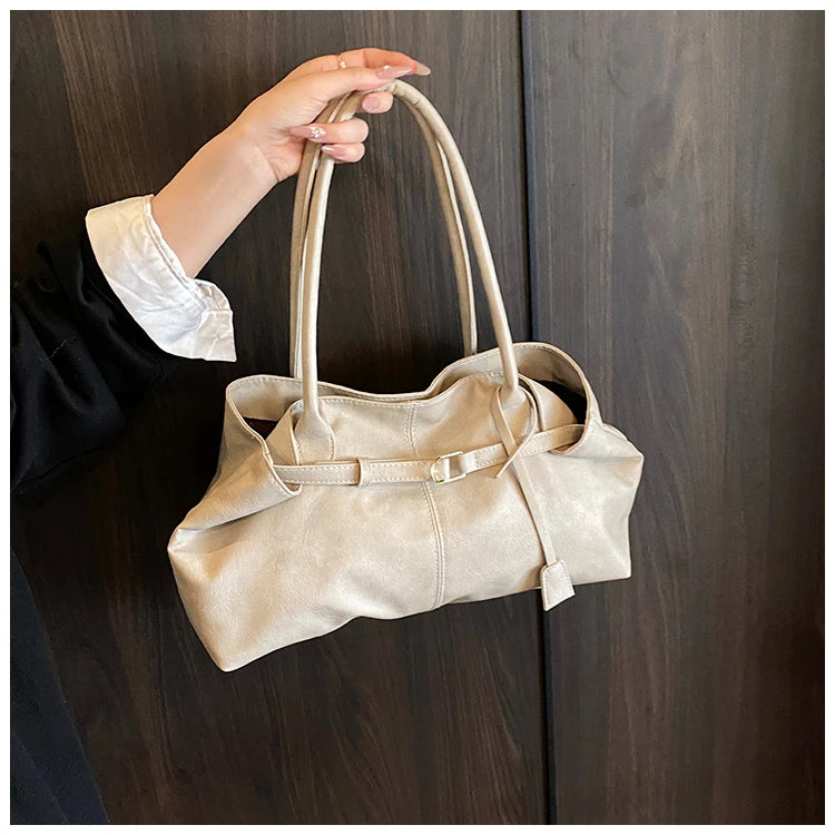 Women's Tote Bag, Large Capacity Soft Leather Shoulder Bag, Retro Casual Handbag, Perfect for Commuting Handbags Travel Bag