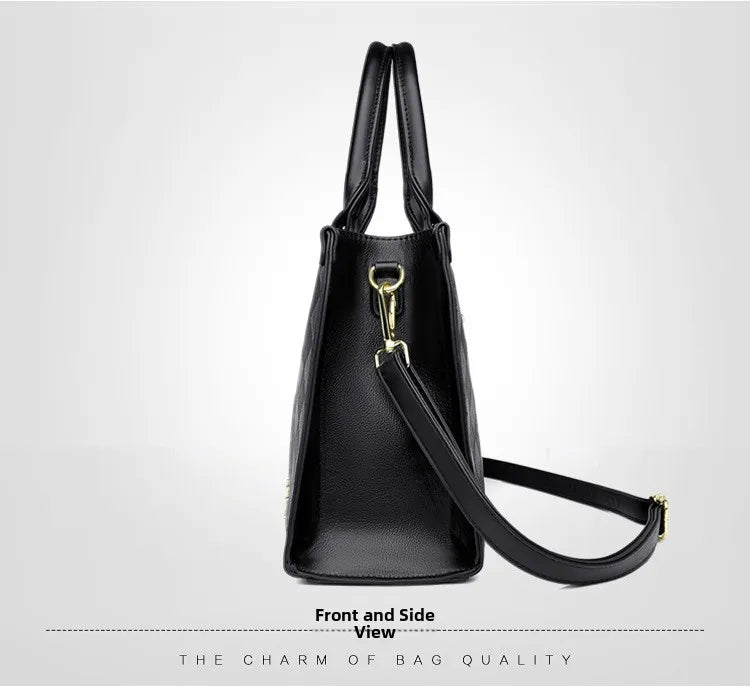 Fashionable Large Women's Handbag Shoulder Bag Crossbody Bag for Middle-Aged Mothers PU Material Boston Bag Style Summer Hot...