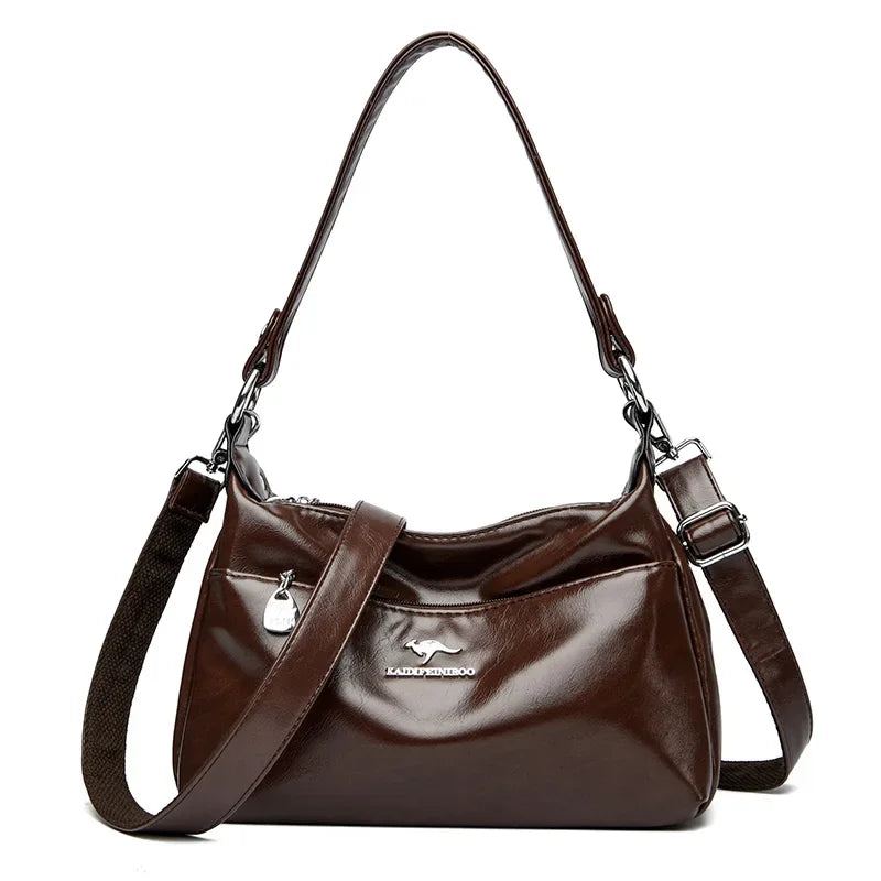 New Messenger Bags Women Fashion Handbags Retro Solid Color PU Leather Shoulder Underarm Bag Casual Women Handbags Designer Bag