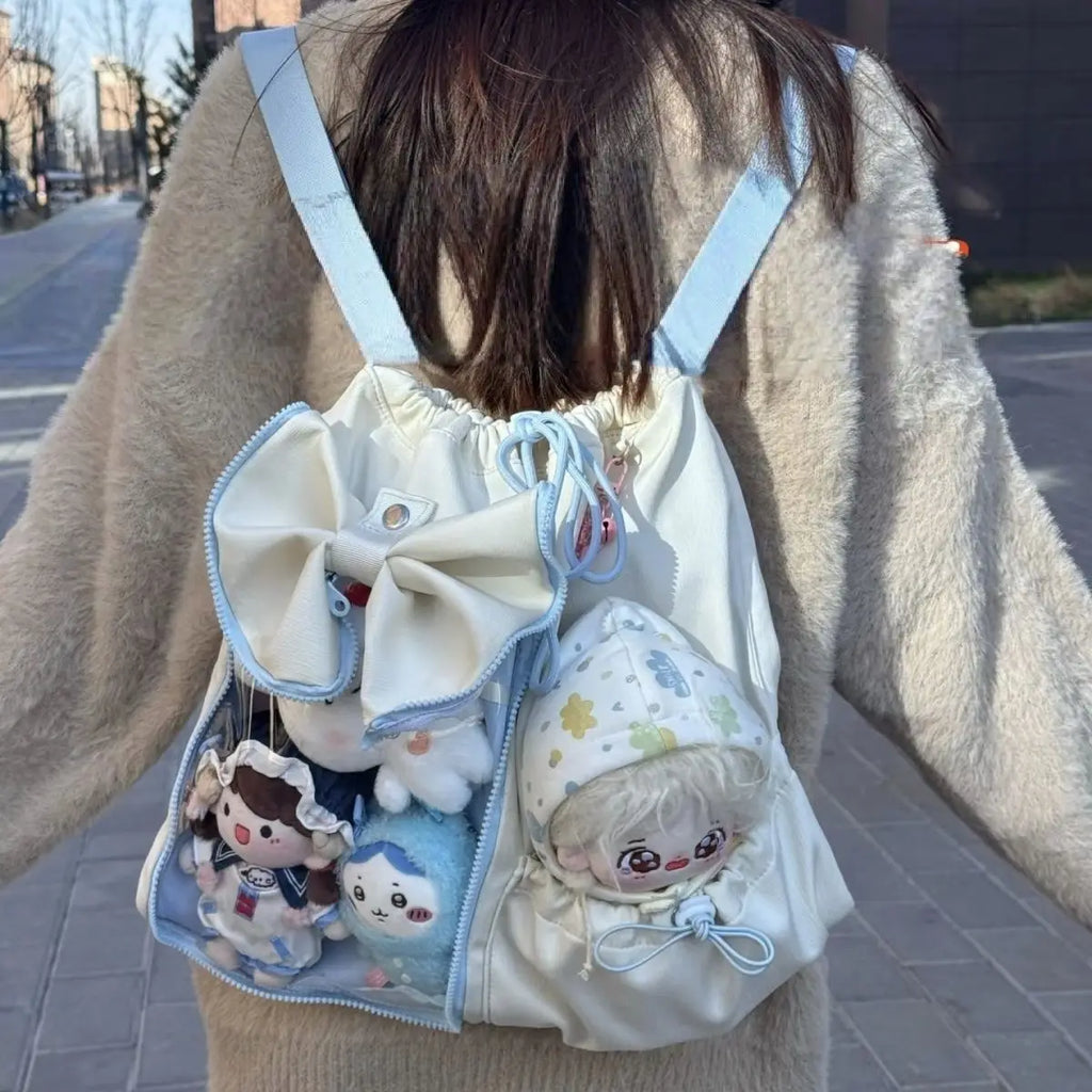 Drawstring Doll Bag Itabag 20cm Cotton Doll Wide Shoulder Strap Large Capacity Backpack Crossbody Bag Cute College Backpack