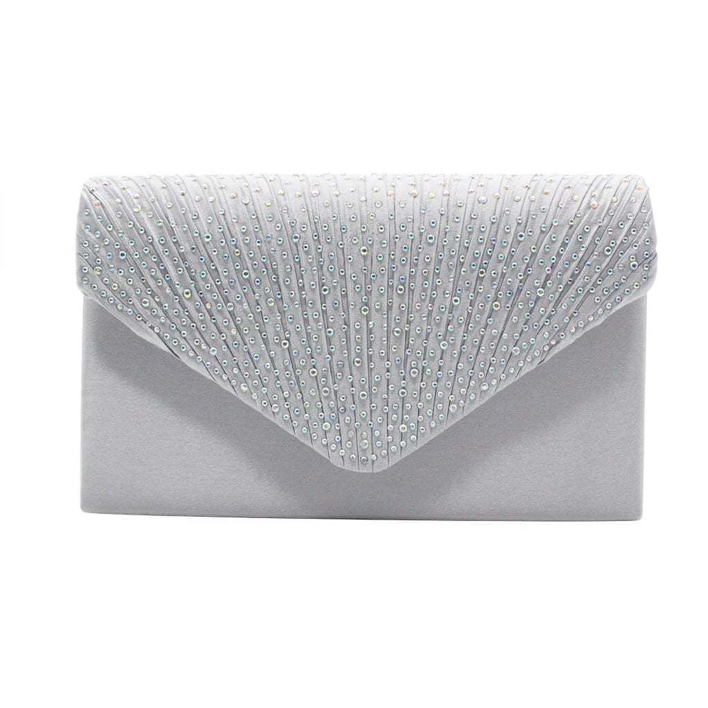 Women's  Luxury Silk Evening Clutch Bag - Elegant Women’s Prom/Wedding Handbag with Detachable Chain Strap & Secure Closure