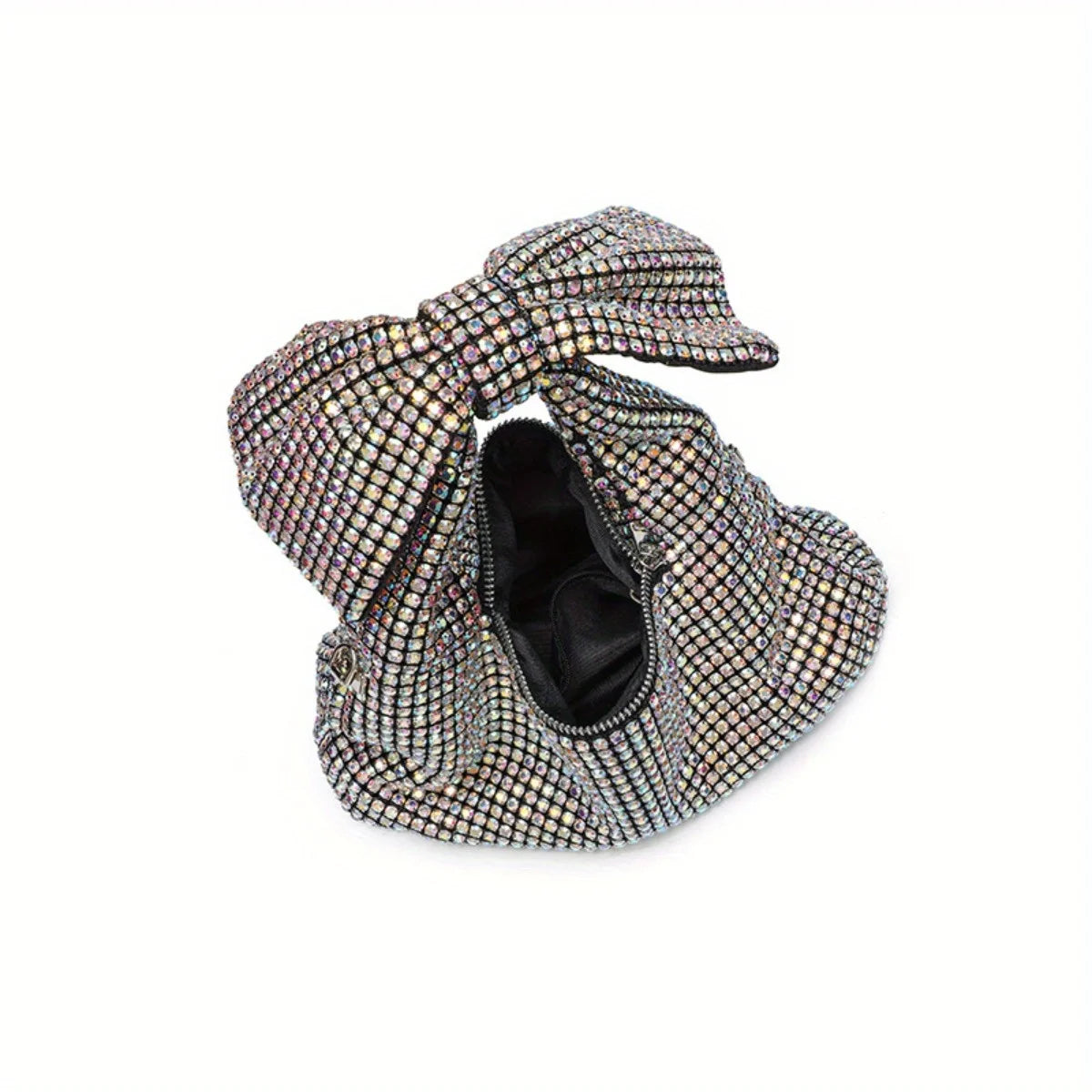 Bow Evening Bag for Women Rhinestone Shoulder Purse Glamorous Crystal Crossbody Bag Sparkling Party Clutch for Special Occasions