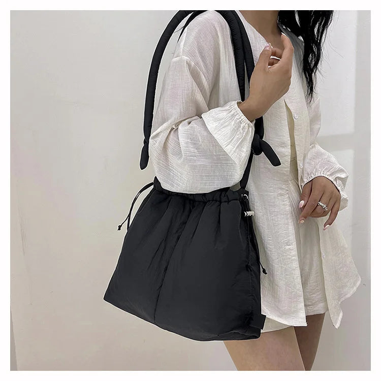 Women Shoulder Crossbody Bags Casual Nylon Padded Tote Bag Designer Soft Puffer Simple Vintage Large Capacity Handbags