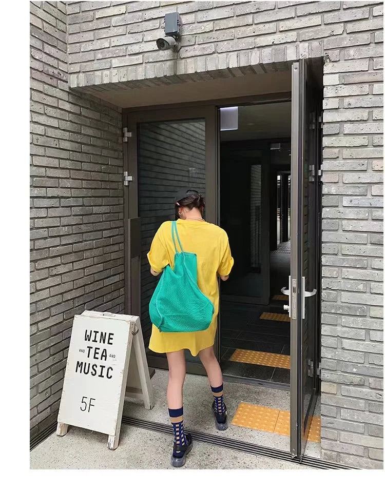 Beach Bag Large Capacity Shopping Bag Transparent Mesh Reusable Fashion Portable Travel Organizer Eco-Friendly Storage Bag