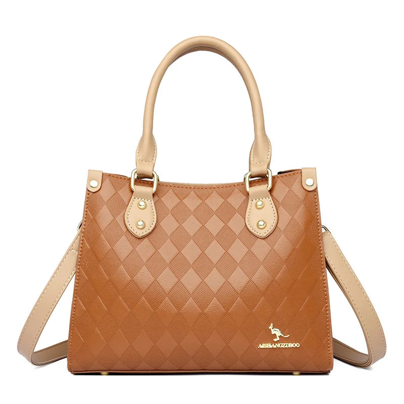 Fashionable Large Women's Handbag Shoulder Bag Crossbody Bag for Middle-Aged Mothers PU Material Boston Bag Style Summer Hot...