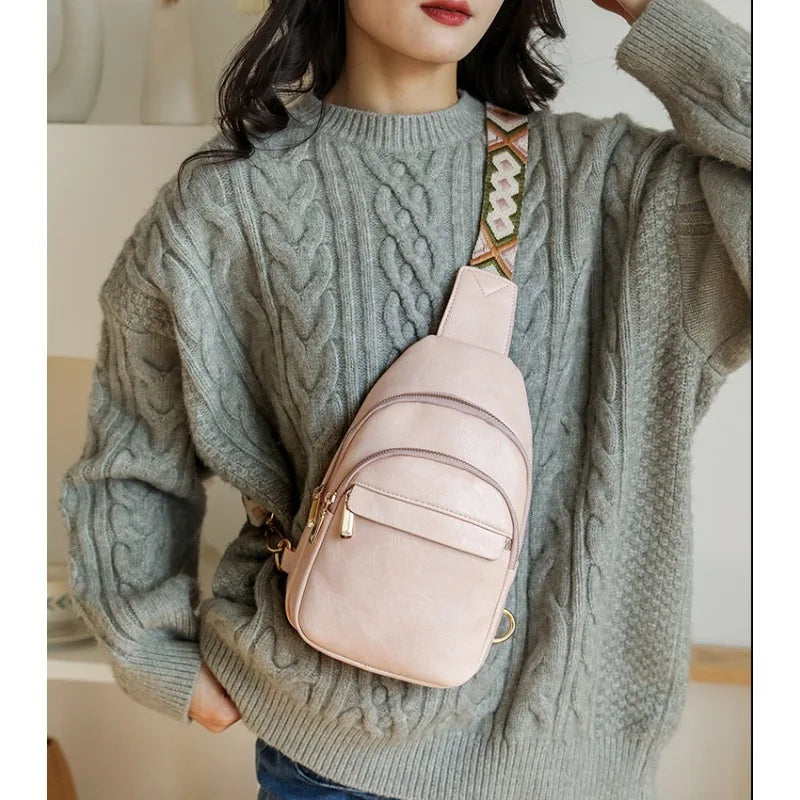 Sling Bag For Women Men Backpack Fanny Pack Crossbody Purse Chest Travel Shoulder Belt Bags Purse Handbag PU Leather Anti Theft