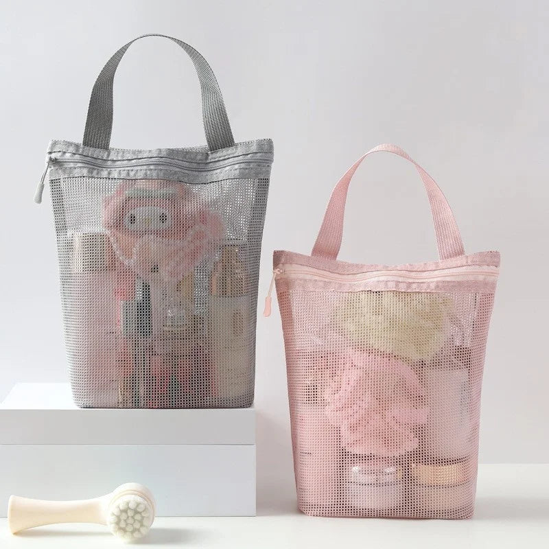 Mesh Makeup Toiletry Storage Bags Handbags Portable Travel Washing Body Shower Tools Organizer Hanging Cosmetic Organizer Pouch