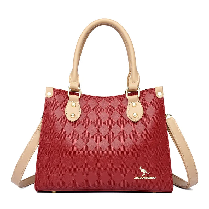 Fashionable Large Women's Handbag Shoulder Bag Crossbody Bag for Middle-Aged Mothers PU Material Boston Bag Style Summer Hot...