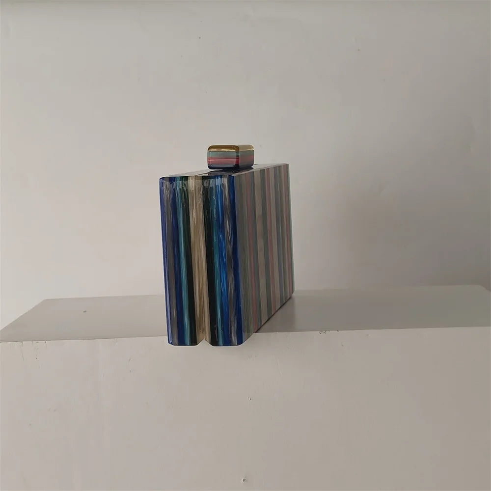 Ladies Handbags Trend Designer Colorful Casual Luxury Brand Shoulder Crossbody Acrylic Striped Pouch Tote Bags Purses For Women