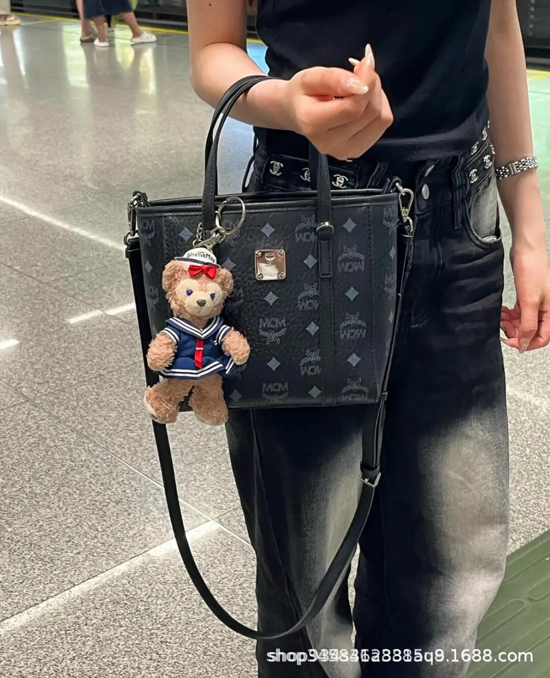 Classic Printed Basket Tote Bag Women's Single Shoulder Commuter Bag Urban Simple Style PU Material Medium Size Daily Match