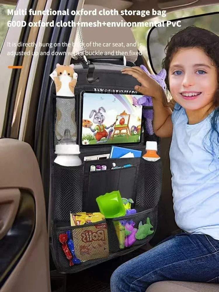 Car Seat Storage Organizer Multifunctional Oxford Fabric Car Back Multi Pocket Storage Bag with Touch Screen Tablet Holder