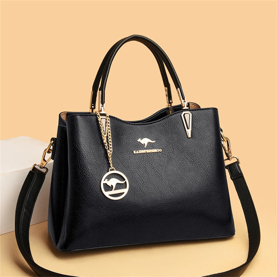 Luxury Soft Leather Handbag Women's Bag 2022 Trend Designer 3 Layers Shoulder Crossbody Sac Ladies Large Capacity Messenger Tote