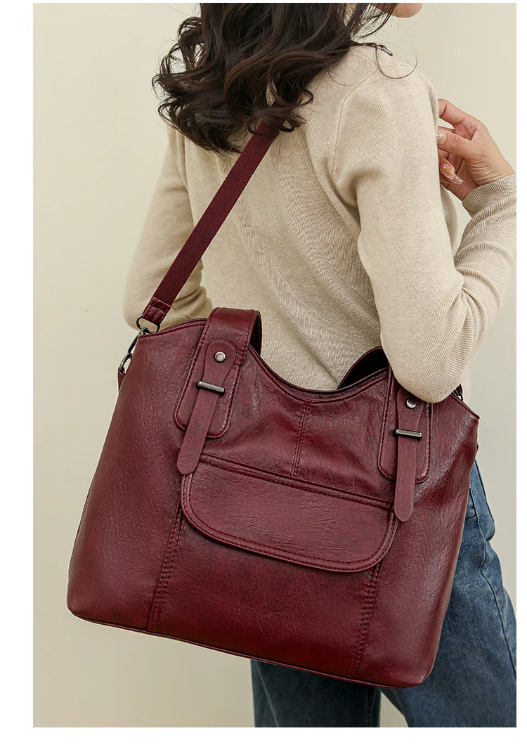 Luxury Soft Leather Handbags Designer Retro Crossbody Bags for Women 2023 New Large Capacity Ladies Shoulder Messenger Bag