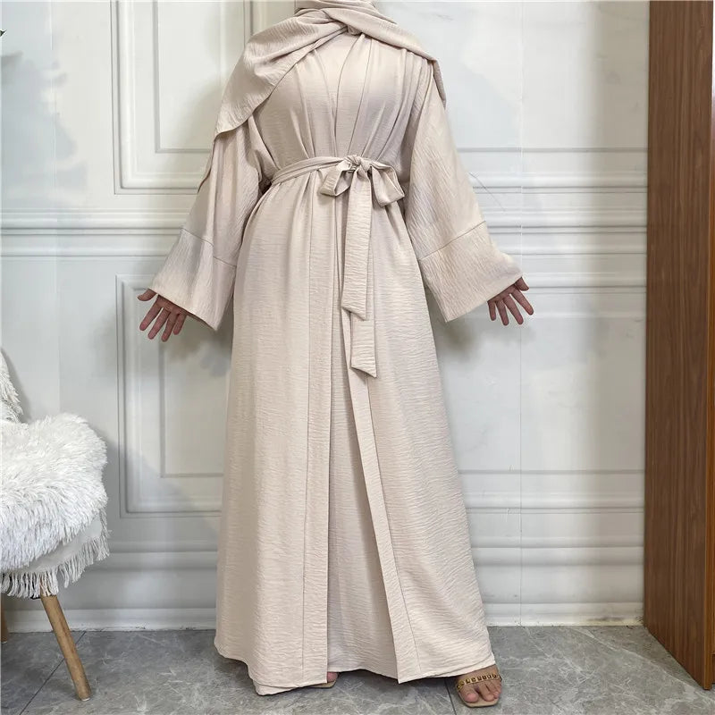 Abaya Women Muslim Long Dresses African Open Kaftan Dubai Turkey 2 Piece Set Luxury Islam Morocco Clothing Caftan Fashion Modest