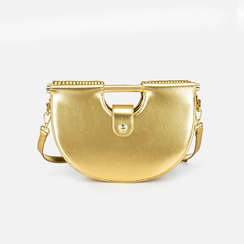 Handbags for Women 2025 New Gold Luxury Designer Brand Handwoven Noodle Bags Half Round Pulled Hobo Silver Evening Clutch Chic