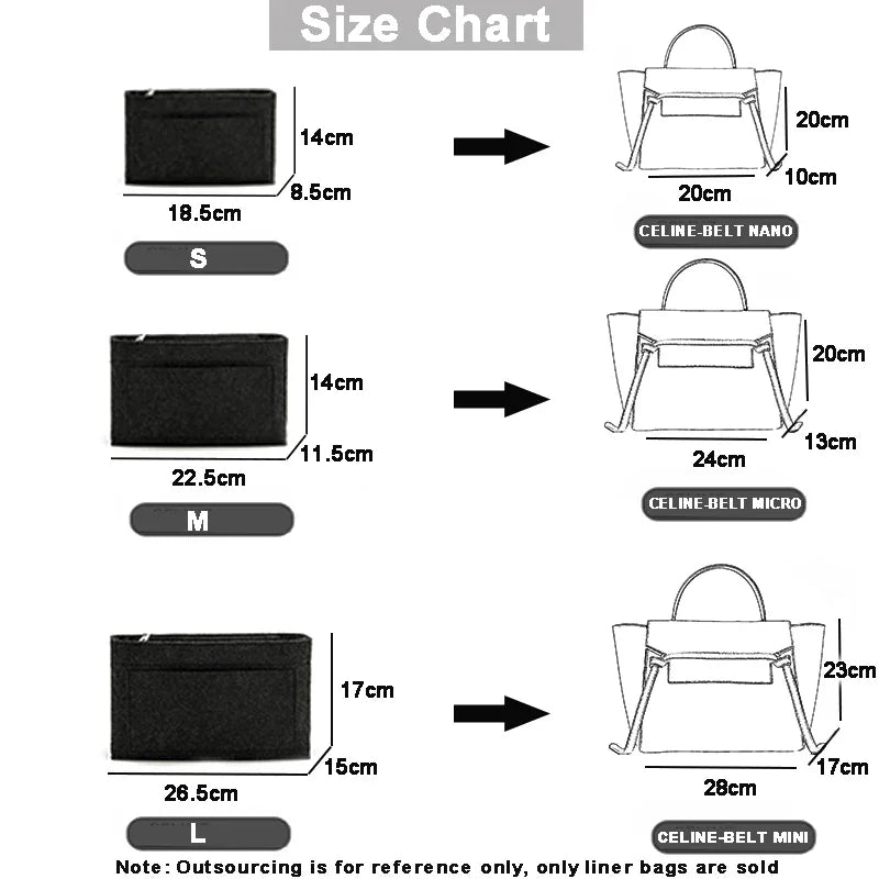 EverToner Felt Insert Bag Micro Makeup Handbag Organizer Travel Inner Purse Cosmetic Inside Bags