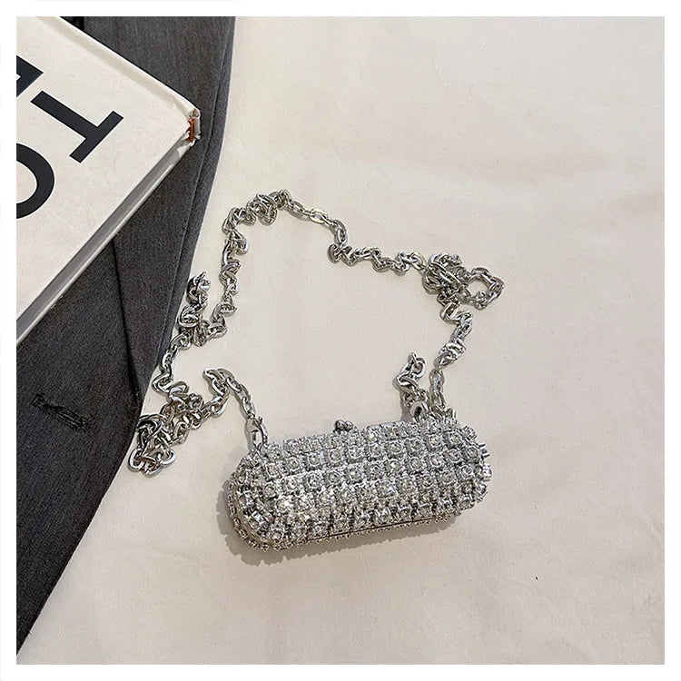 Mini Evening Bags for Women 2025 New Fashion Diamonds Shoulder Bag Ladies Luxury Cute Chain Party Lipstick Crossbody Bag Woman