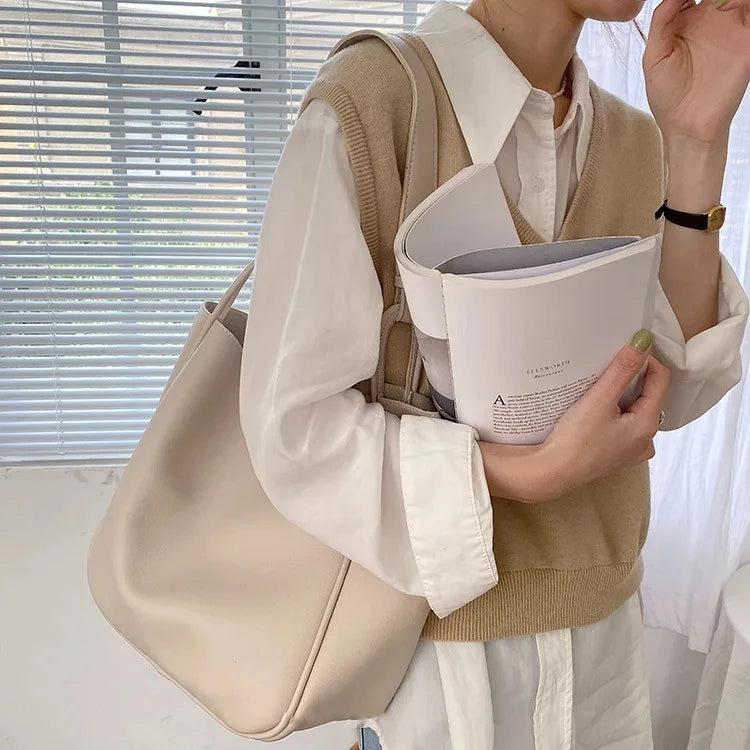 Luxury Tote Bag for Woman 2024 Trend Large Capacity Female Shoulder Bag High Quality Leather Simple Designer Woman Handbag