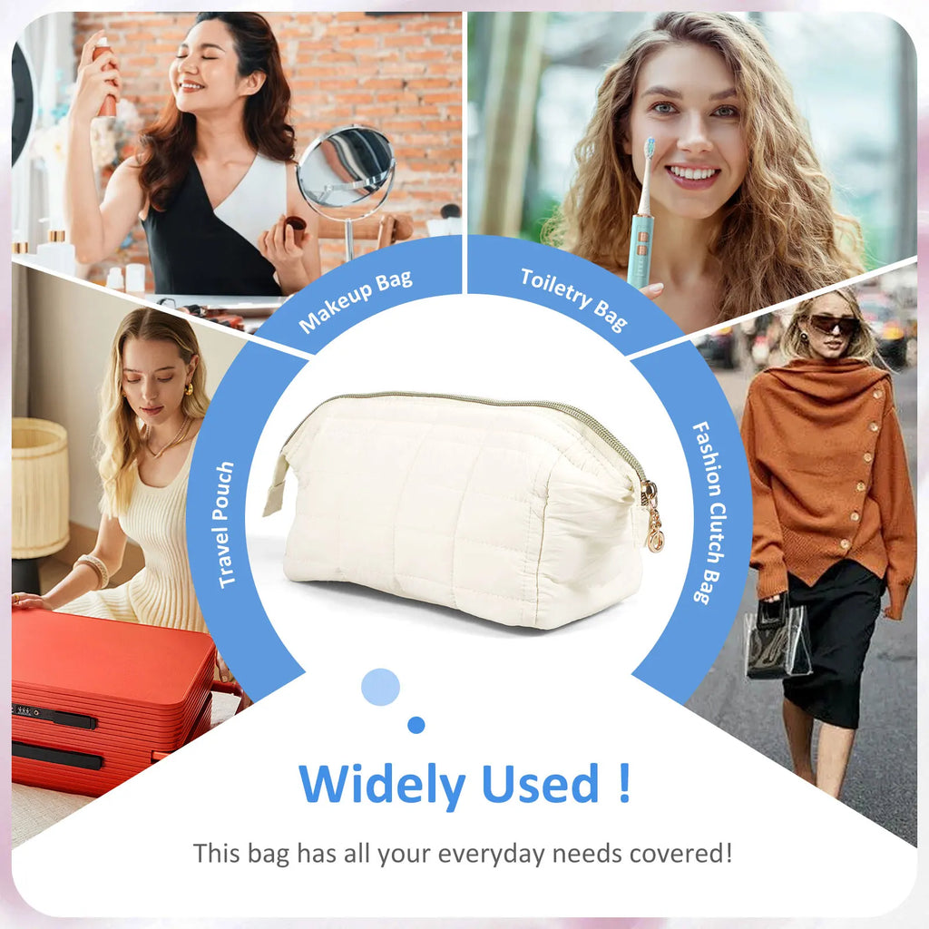 Makeup Bags Large Capacity Travel Cosmetic Bag Lightweight Toiletry Travel Bag with 3 Inner Pockets Multipurpose Makeup Pouch