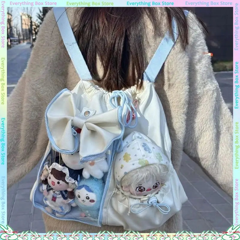 Drawstring Doll Bag Itabag 20cm Cotton Doll Wide Shoulder Strap Large Capacity Backpack Crossbody Bag Cute College Backpack